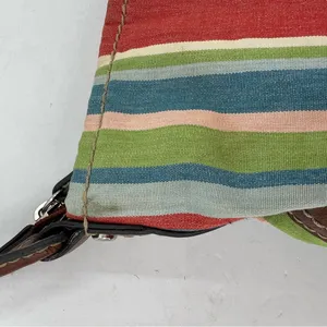 Fossil striped braided handle shoulder bag colorful magnetic closure casual thumbnail 5