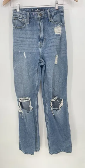 HOLLISTER California Ultra high-rise Dad blue jeans,‎ Size 00R 23x31 Q0001 thumbnail 1