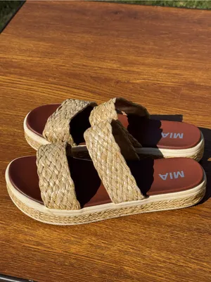 MIA Raffia Platform Slide Sandals Women’s Size 10 Tan Woven Summer thumbnail 3