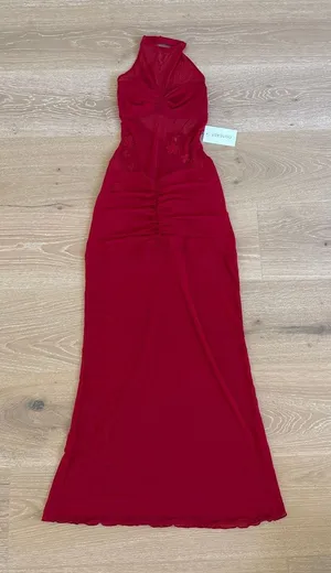 Outcast Clothing Maxi Dress Halter Neck Zerra Size M Red thumbnail 1