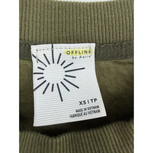 OFFLINE by Aerie Quilted Crewneck Sweatshirt Women XS Olive Green Thumbhole Cozy thumbnail 2