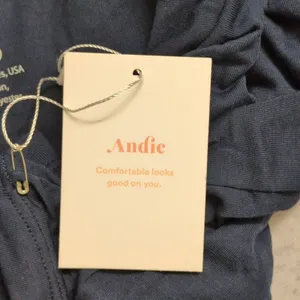 NWT Andie The Classic Tee Blue Sustainable Made In USA Crew Neck Casual M thumbnail 4