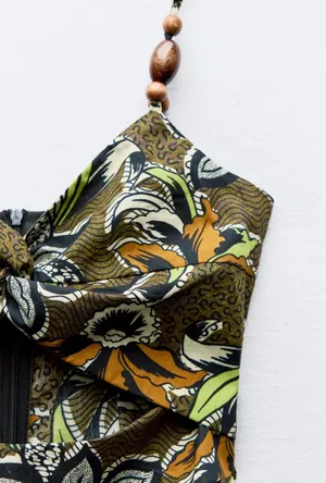 Zara Printed Mini Dress With Cut-Out Detail Tropical Brown Yellow S Small 8 4 36 thumbnail 3