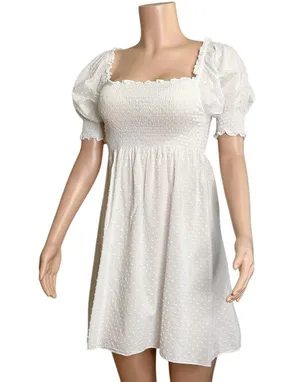 HILL HOUSE Athena Nap Dress, White Swiss Dot, Small thumbnail 8