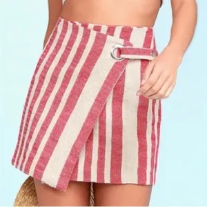 Free People Its A‎ Wrap Tuscany Mini Skirt with Red White Stripes Size medium thumbnail 3