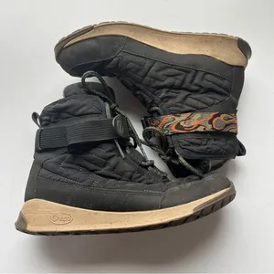 Chaco Lace Velcro Midi Black Quilted Winter & Rain Boots Size 8 thumbnail 8