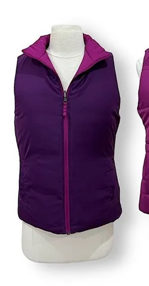 Merona Reversible Purple Fuchsia Puffer Vest Size Small thumbnail 1