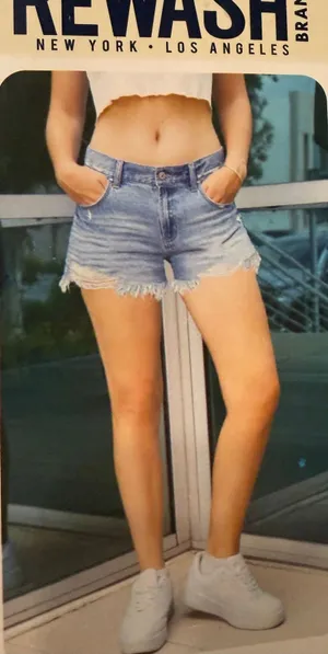 REWASH Vintage Reunion Classic Rise Blue Denim Jean Shorts Distressed Size 5/27 thumbnail 1