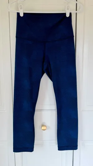 Lululemon Wunder Under Crop Leggings Blue Heathered Size 6‎ thumbnail 1