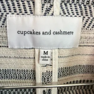 Cupcakes And Cashmere Tweed Canter Zip Up Jacket Fringe Trim Cream & Navy Size M thumbnail 5