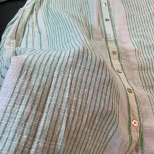 April Cornell Striped Button Down Tunic‎ Top Boho Gauze Womens S Semi Sheer READ thumbnail 4