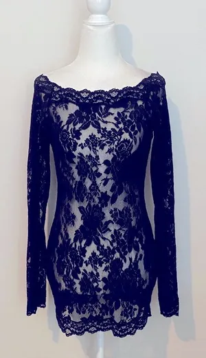Victoria's Secret vintage Y2K Black Lace mini bodycon dress thumbnail 1