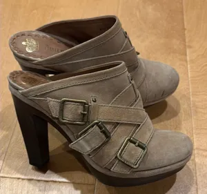 Juicy Couture Collette suede clogs mules platform shoes 7.5 tan thumbnail 1