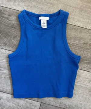H&M Royal Blue Ribbed Crop Tank - Sleeveless Knit thumbnail 1