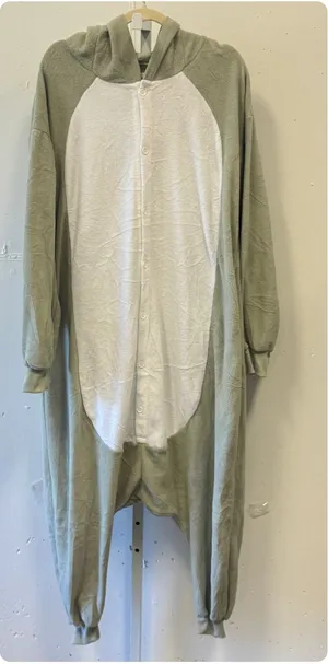 Funziez by Silver Lilly Elephant One Piece Adult Med Green Plush Pajamas Costume thumbnail 1