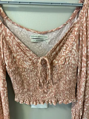 Urban Outfitters Leopard Old Soul Smocked Top S thumbnail 5
