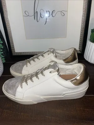 DV Dolce Vita Helix Leather Sneakers Dusty Gold Size 9.5 thumbnail 6