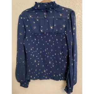 NWT Her Universe Blue & Gold Star Mockneck Top Sz L thumbnail 2