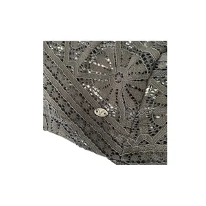 American Eagle Crochet Sheer See Though Top Size S Gray BOHO Lace Short Sleeve thumbnail 11