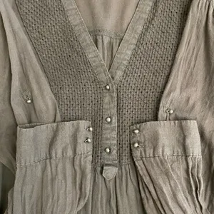 Zara TRF Button‎ Front V-Neck Long Sleeve Womens Size XS Gray Boho Minimalist thumbnail 7