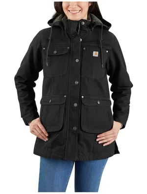 Carhartt Women's Loose Fit Weathered Duck Coat Black Small NWT *read/see Photos thumbnail 1