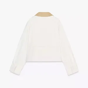 Zara Cream Zip-Up Cropped Jacket with Beige Collar thumbnail 7