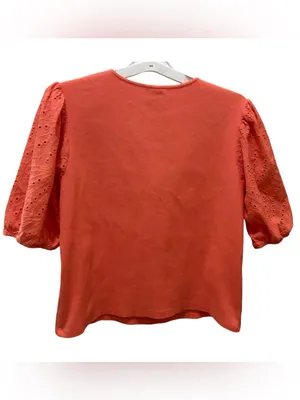 Dolan Anthropologie Coral Eyelet Puff Sleeve Blouse size XL thumbnail 3