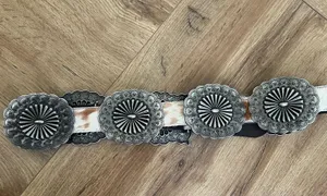 L&B Cowhide Belt Lucky & Blessed Concho thumbnail 2