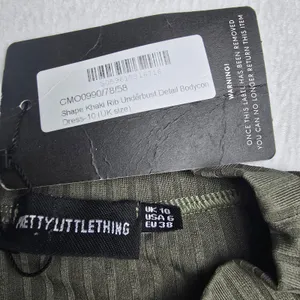 PrettyLittleThing 23Y NWT Khaki Rib Underbust‎ Detail Bodycon Mini Dress Size 6 thumbnail 4