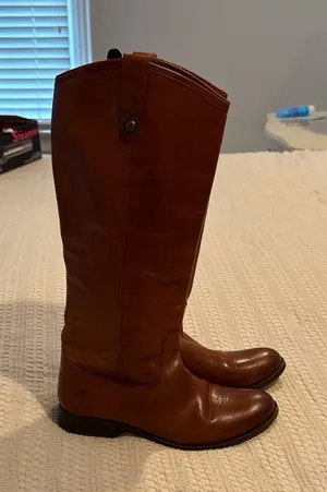 Frye Melissa Button Riding Boots Cognac Leather thumbnail 1