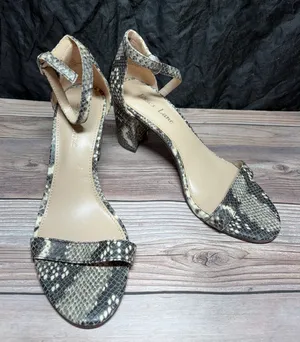 Essex Lane Leather Ankle Strap Snake Print Sandals US 6 thumbnail 1