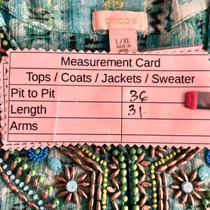 Chicos Beaded Kaftan Top Green Large‎ or XL thumbnail 9