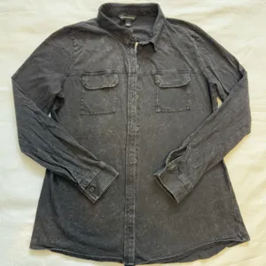 Rock & Republic Black Cutout Back Long Sleeve Button Up Shirt Size Women Size L thumbnail 1
