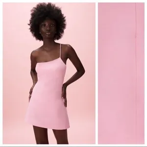 Zara Asymmetric Mini Dress with Built in Short‎ in Light Pink Size Extra Small thumbnail 2