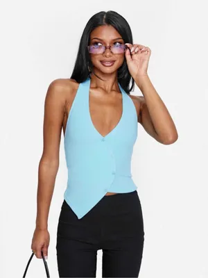 Princess Polly Avrilla Knit Blue Halter Top thumbnail 6