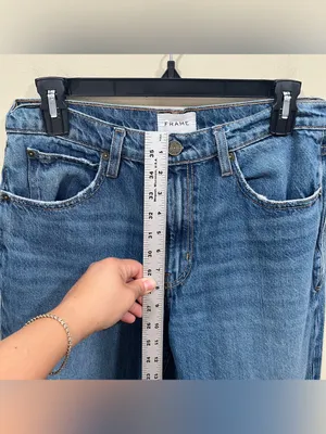 FRAME High N Tight Wide Leg Crop Distressed Hem Lomina Denim Jeans Women's 28 thumbnail 6