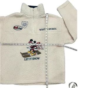Disney Mickey Mouse Winter Sports Sherpa Fleece Quarter Zip Pullover WinterWhite thumbnail 3