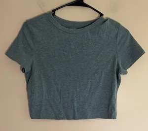 wild fable Heather Grey Cropped Crew Tee thumbnail 1