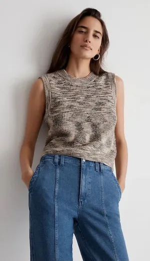 MADEWELL Space-Dyed Boulier Crewneck Sweater Classic Luxury Sleeveless Vest thumbnail 1