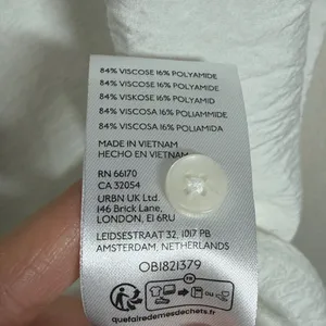 Anthropologie Ruffle Short Sleeve Button Down‎ White Crinkle Textured Tunic M thumbnail 5
