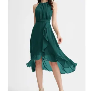 NEW JJ's House Vadele Peacock Bow Ruffle Chiffon Asymmetrical Cocktail Dress thumbnail 2