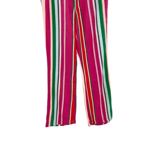 Free People La Paz Stripe Cotton‎ Blend Ankle Pants Berry Combo Size 0 thumbnail 7