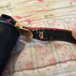 Gucci vintage crossbody bag black with red trim. Beautiful inside has wear shown thumbnail 5