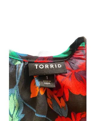 Torrid Long Line Duster Cardigan Green Size 1X Floral Spring Bohemian Coastal thumbnail 3