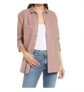Madewell oversized ex-boyfriend cotton flannel M Oversized Staple Neutral￼ thumbnail 1