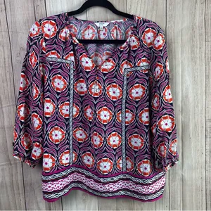 crown & ivy Vibrant Pink and Orange Blouse thumbnail 1