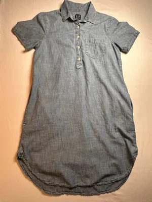 Gap Denim Chambray Shirt Dress Womens Small Blue 100% Cotton Casual thumbnail 9