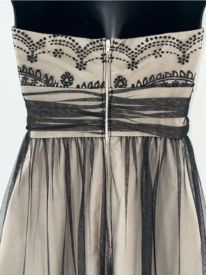 David’s Bridal Caviar Beaded Black Netting Over Beige Lining Cocktail-Size 8 thumbnail 10