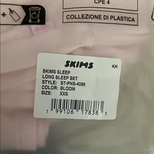 SKIMS NWT Sleep Long Sleeve Soft Pajama Set Pink Bloom Size XXS thumbnail 9