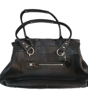 COACH Penelope Black Handbag Shoulder Bag Ruffle Pebbled Leather F14686 Everyday thumbnail 1